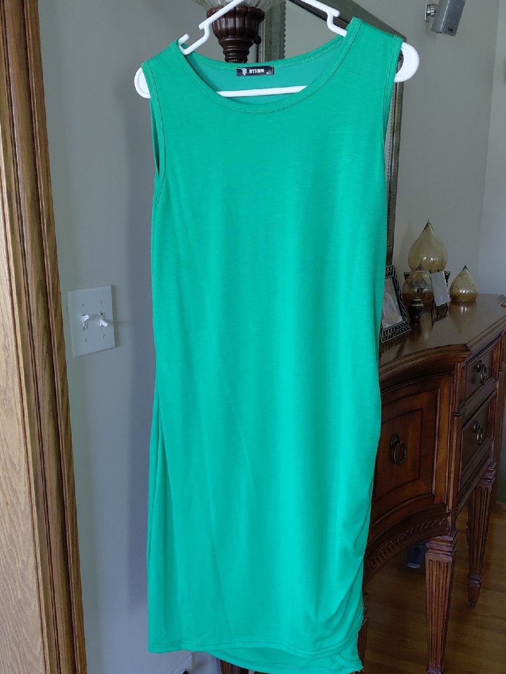 Sleeveless Green Shift Dress by BTFBM. Pet And Smoke Free Home